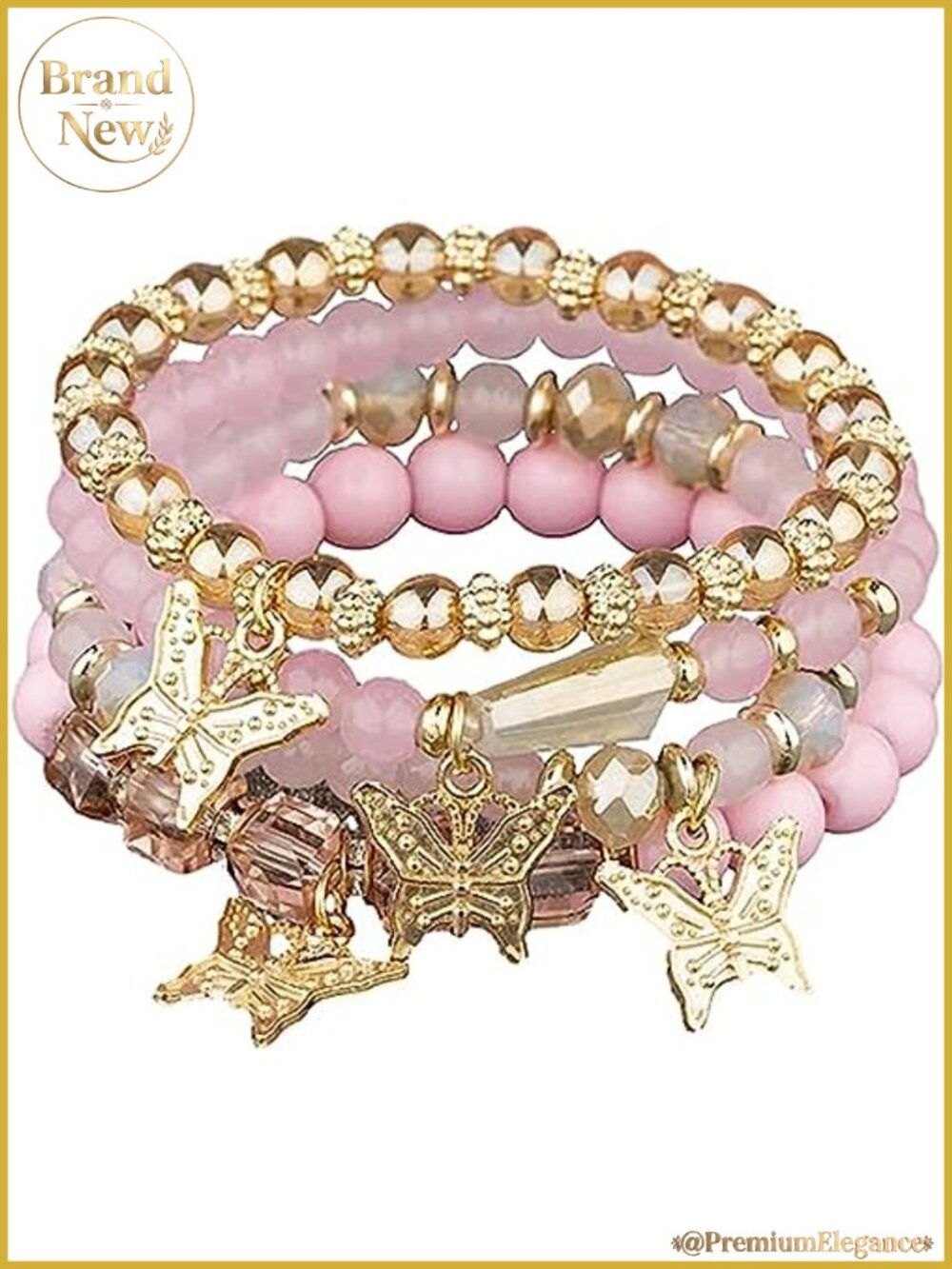 4 Pcs Butterfly Charm Bracelet Set